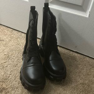 Black combat boots. They are very light weight and barely worn.